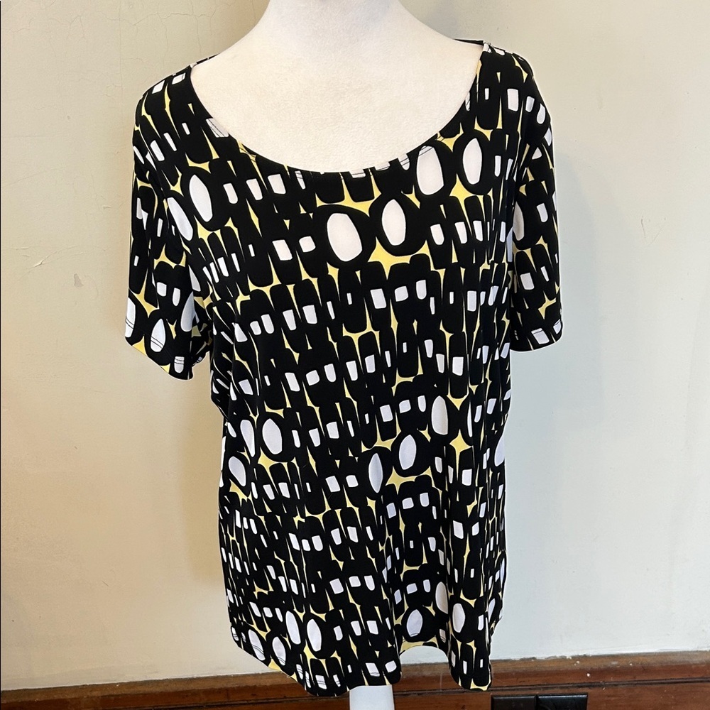 East 5th Stylish Black white yellow Women's Top size XL New